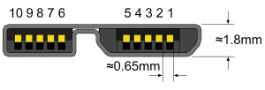 Pri vtikaču mikro B za USB 3.0 je očitna delitev na del za prenos podatkov s superhitrostjo in del prenos podatkov z nižjim hitrostmi, ki zagotavlja združljivost z USB 2.0.