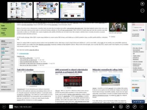 Ob vnosu spletnega naslova prek navidezne tipkovnice se na zgornji strani zaslona prikažejo tudi vse priljubljene shranjene strani.