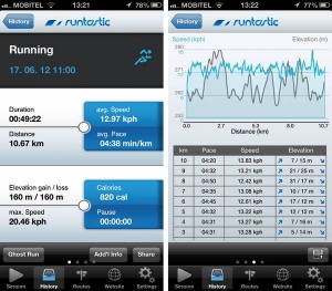 Runtastic ponuja precej »standarden« pogled nad podatki in zanimiv grafični prikaz.