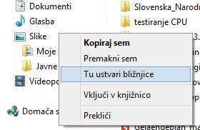 Desni klik z miško ponudi hitri izbirnik priročnih operacij.