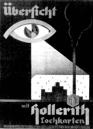 Plakat o luknjačih kartic Hollerith iz leta 1934, po zaslugi katerih lastnik »vidi vse«.