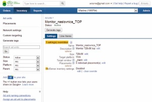 Upravljanje oglasnih mest v sistemu DoubleClick for Publishers (DFP).