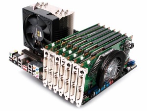 Ekstremna uporaba GPGPU s sedmimi karticami GeForce 9600 GT. Vir: Bit-tech.net