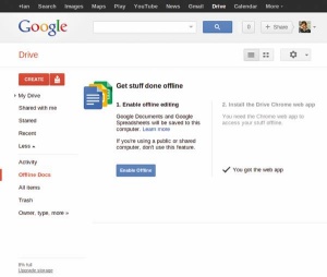 Google nam omogoča, da praktično vse možnosti, ki jih ponujata storitvi Drive in Docs, opravljamo tudi brez povezave. Le »povedati« mu moramo to in si v brskalnik Google Chrome namestiti ustrezne dodatke.
