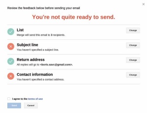 Pošiljanje dokumenta na več naslovov hkrati je najlažje z dodatkom Merge by MailChimp. Dodatek nas pri postopku vodi za roko in opozarja na nepravilnosti.