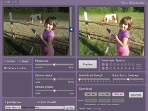 Spletna aplikacija TiltShiftMaker nam brez posebnih leč ali zmogljivega fotografskega programa na sliki naredi učinek zamika točke ostrenja (tilt shift).