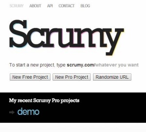Spletni pripomoček Scrumy nam omogoča projektno delo brez plačila za uporabo spletne aplikacije in brez zahteve po registraciji. Le gumb za začetek vodenja skupinskega dela moramo klikniti.