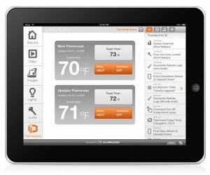 Alarm.comova spletna aplikacija za upravljanje alarmno-nadzornega sistema za iPad