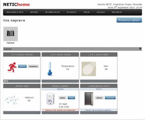 Pregled priključenih naprav v spletni aplikaciji NETIChome