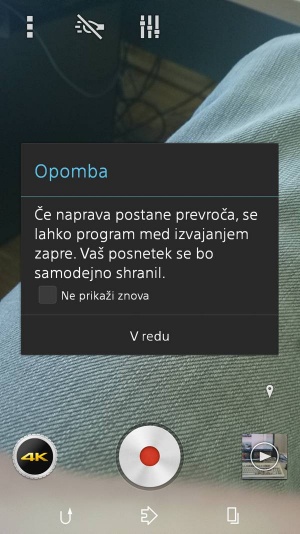 Sony meni, da snemanje v ločljivosti 4K morda vendarle ni zdravo za njihov telefon …