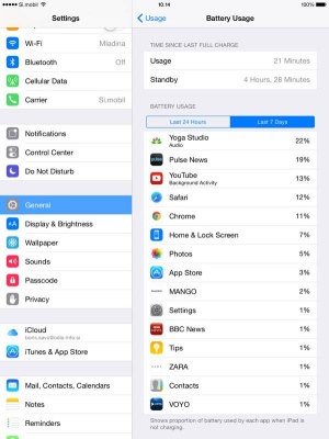 Applov iOS 8 nam postreže s priročnim seznamom aplikacij, ki trošijo energijo, ko mobilna naprava ni priključena v električno omrežje.