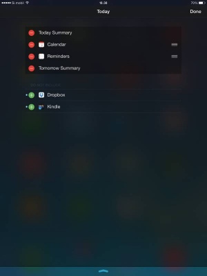 Uporaba lebdečih pripomočkov, ki svojo moč kažejo znotraj opozorilnega središča Notification Center, je glede na tekmece še vedno zelo omejena.