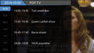 Aplikacija podpira elektronski programski vodnik (EPG).