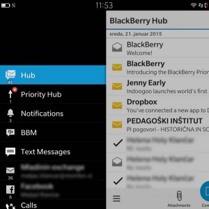 »Hub« ostaja vrhunski del programske ponudbe Blackberryjevih telefonov. Odlično integrira različne ponudnike informacij.