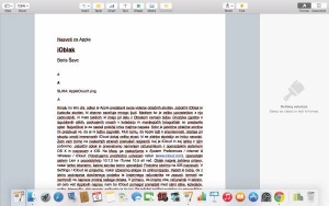 Na tablici spočeto besedilo nadalje urejamo na računalniku Mac. Na zmožnost Handoff opozori posebna ikona na skrajnem levem robu sidrišča Dock.