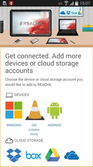 REACHit za zdaj podpira štiri oblačne shrambe in naprave z operacijskim sistemom Windows ali Android. Različica za Applov mobilni sistem iOS je v razvoju, uporabniki telefonov iPhone in tablic iPad pa se kljub temu lahko prijavijo in povežejo izbrane oblačne storitve.