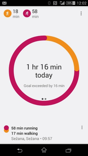 Spremljanje stanja v aplikaciji Google Fit.