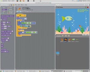 Scratch ima pregleden in enostaven vmesnik za učenje programiranja in animiranja.