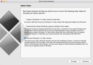 Boot Camp Assistant nam pomaga tudi pri odstranjevanju nezaželenega operacijskega sistema Windows. 