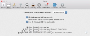 Nastavitve spletnega brskalnika najdemo pod Safari/Preferences.