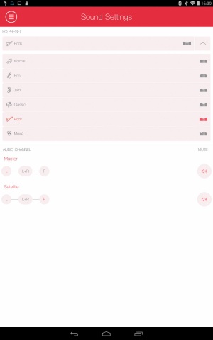 Sengled aplikacija omogoča tonske nastavitve in izbor zvočnikov.