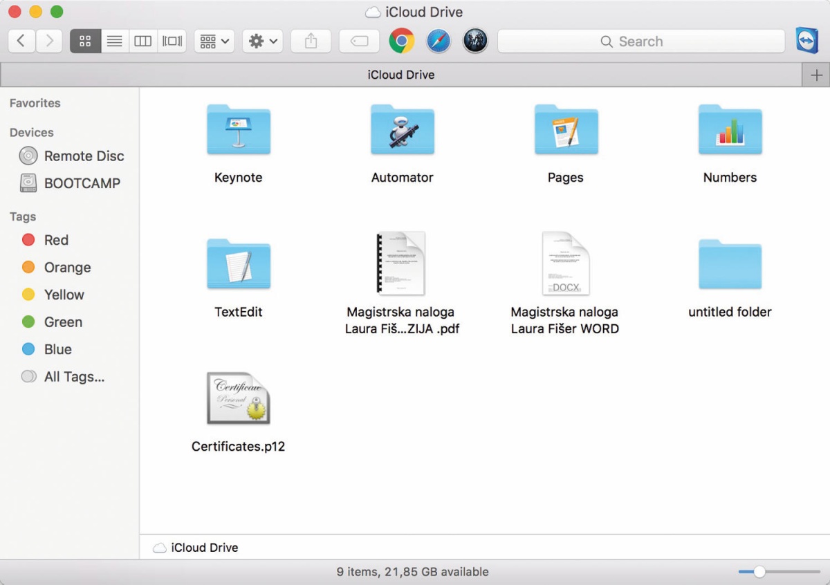 Do datotek v Applovem oblaku iCloud na Macu  dostopamo z raziskovalcem Finder.