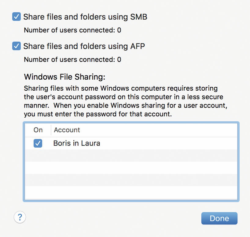Deljenje datotek s PCjem na Macu omejimo z uporabniškim računom.