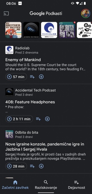 Aplikacije za podcaste - Lovljenje nadaljevanj