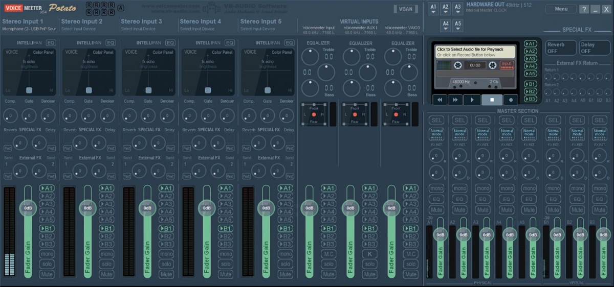Voicemeeter združuje vse digitalne avdio naprave.