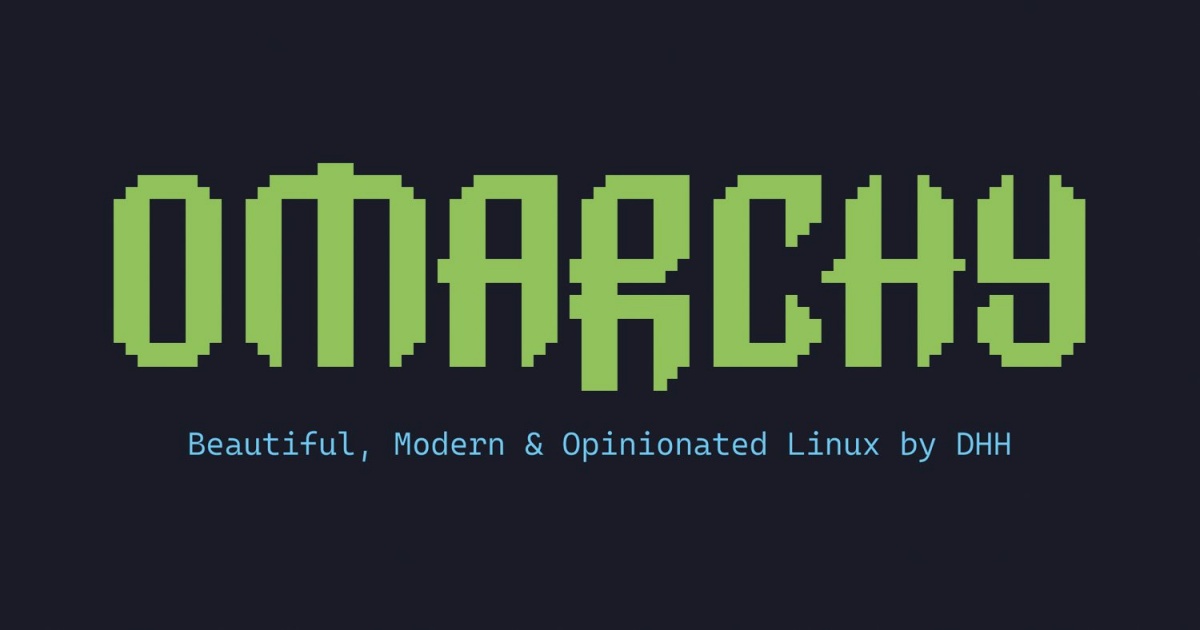 Omarchy ima grafični vmesnik, ki se pretvarja, da je tekstovni. Na to namiguje že logotip projekta.