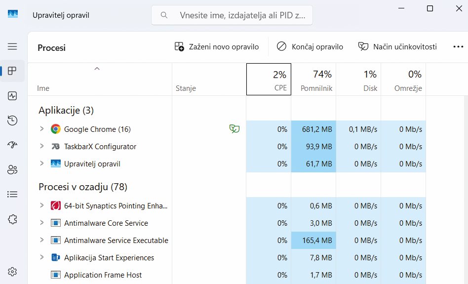 Pri morebitnih težavah s programi za prilagajanje si pomagamo z upraviteljem opravil Task Managerjem.