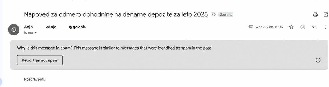 Komunikacija prek e-pošte vedno tvega, da pristane v spamu.