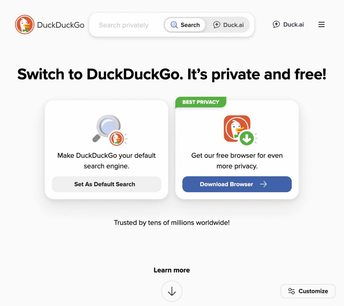 Ker so iskalniki največji vir spletnih informacij o nas, uporabljajmo iskalnik DuckDuckGo, ki jih ne zbira.