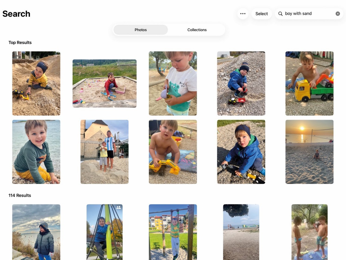 Umetna inteligenca poleg urejanja posameznih fotografij olajša iskanje po galeriji »Photos«.