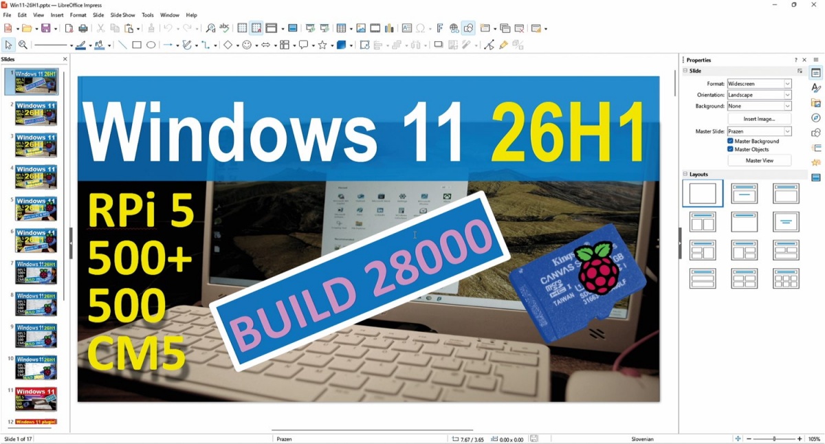 LibreOffice: Impress, ki nadomešča Microsoft Office PowerPoint.