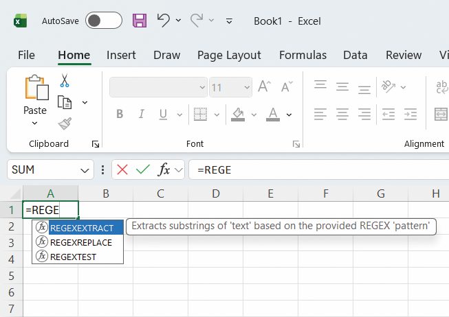 Novi Excel 365 &raquo;že&laquo; podpira regularne izraze.