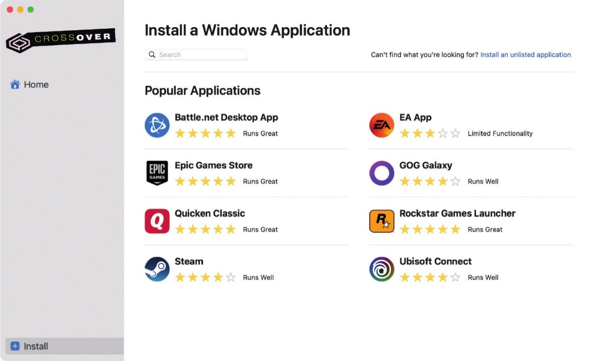 Za poganjanje posameznih programov iz okolja Windows z aplikacijo CrossOver ni treba namestiti Microsoftovega operacijskega sistema.