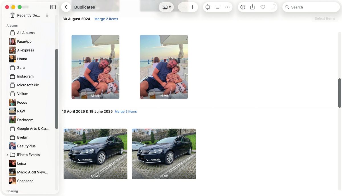 Veliko prostora na disku zasedejo fotografije. Podvojenih se znebimo z aplikacijo »Photos«.