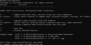 Windows File Recovery za obnovitev izbrisanih datotek