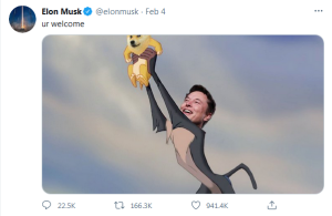 Reddit in Elon Musk lastnoročno napihnili dogecoin za 700%