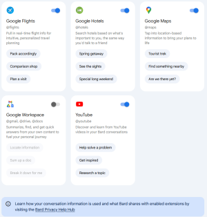 Googlov Bard zna uporabljati vse Googlove storitve
