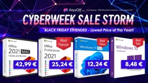 Pisarniški paketi in operacijski sistemi Windows že za 8 € na spletni strani Keysoff Cyber Week!