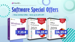 Kupite Office 2021 Pro za 26,25 € ali Home and Business za 36,99 €. Posebna ponudba za programsko opremo v Keysoffu.