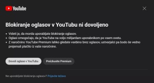 YouTube tudi v Sloveniji preganja blokiranje oglasov