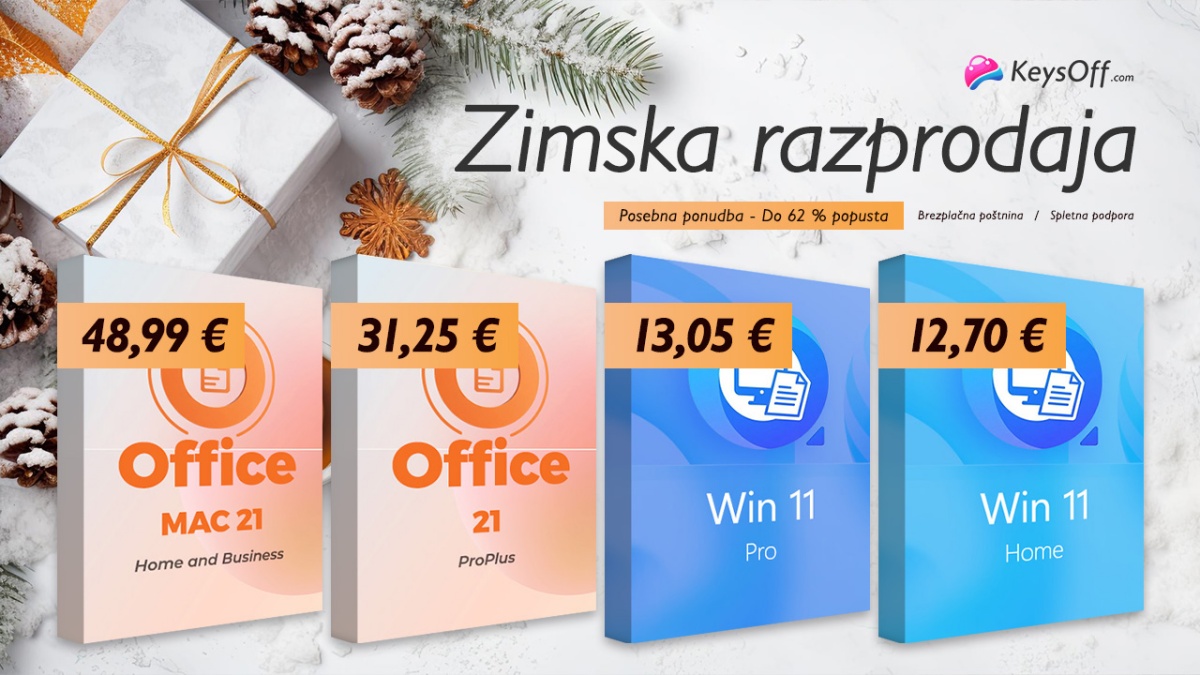 Poskrbite za zmogljivejši računalnik z MS Office 2021 in Windows 11 – že od 13 evrov v zimski razprodaji Keysoffa