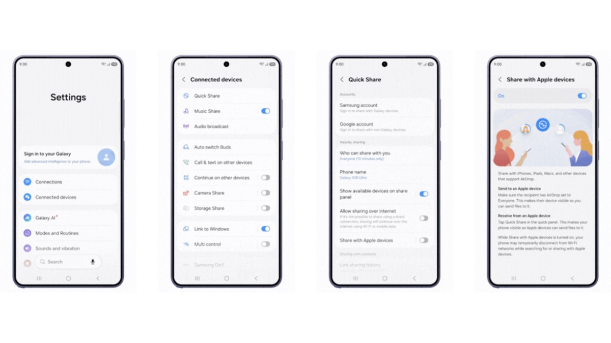Samsungov Galaxy S26 zdaj podpira Applov AirDrop