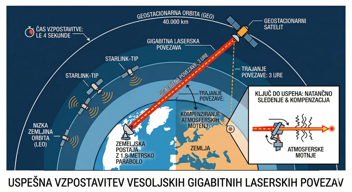 Uspešna vzpostavitev vesoljskih gigabitnih laserskih povezav
