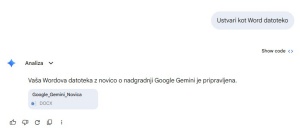 Google Gemini po novem samostojno ustvarja in izvaža datoteke