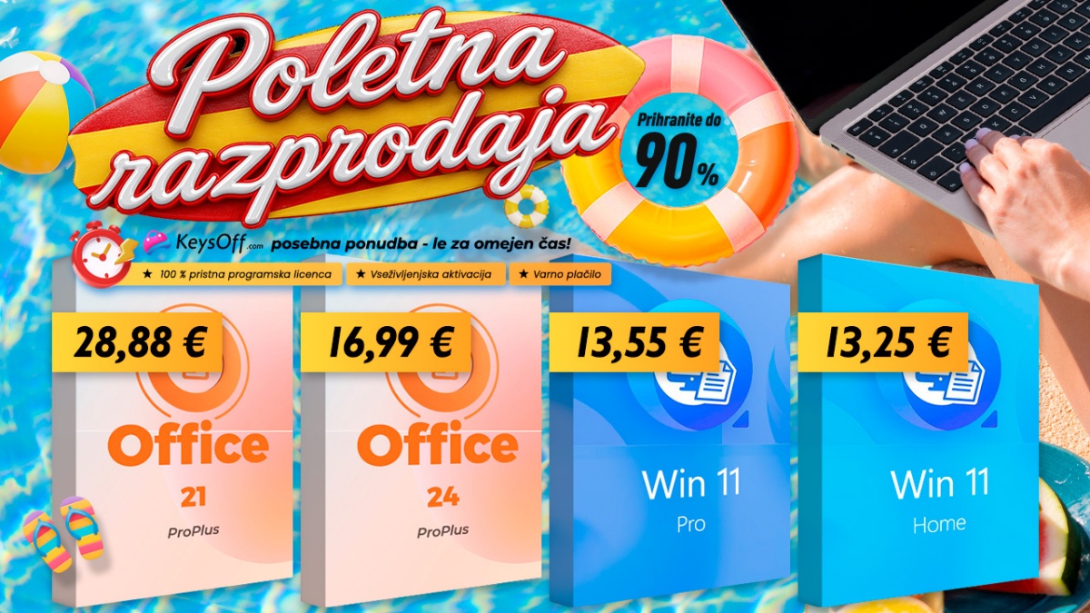 Office 2024 Pro in Windows 11 Pro že od 13,55 &euro;: Keysoffova poletna ponudba traja samo en teden