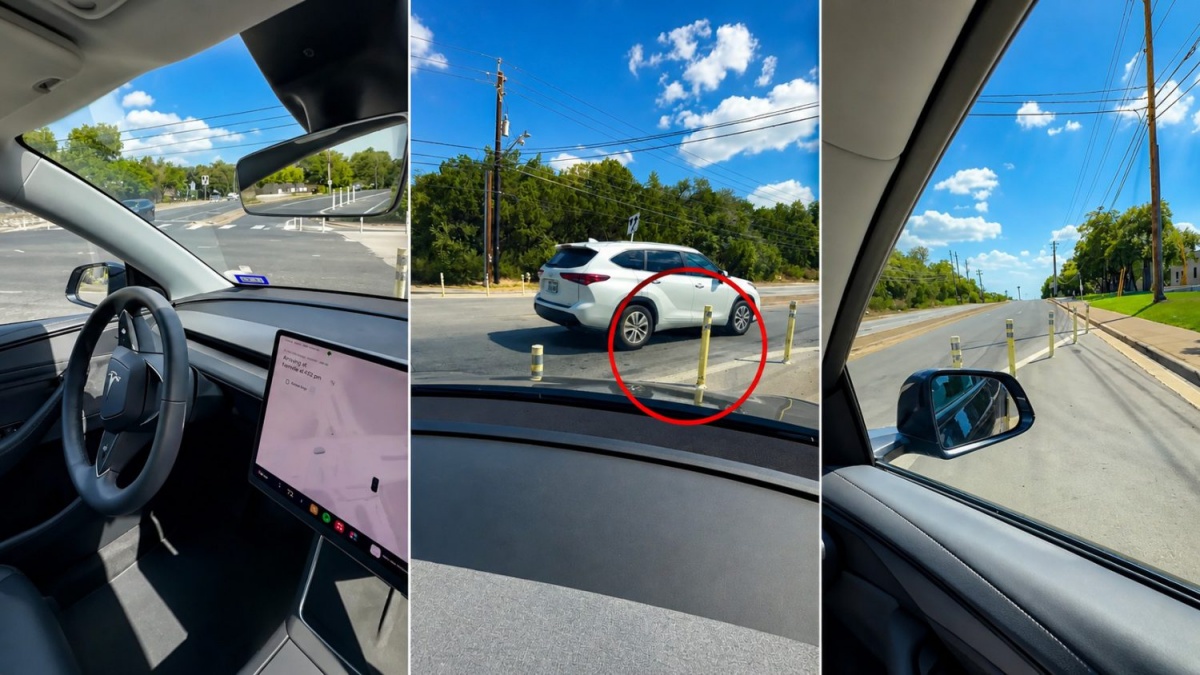 Teslin Robotaxi zapeljal skozi cestno zaporo